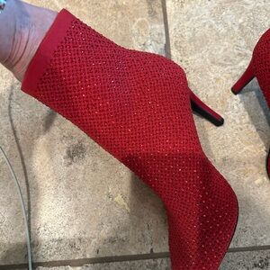 MIA Red Rhinestone Heeled Boots